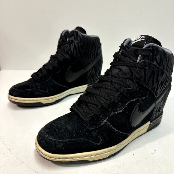 GOOD Nike Women's Dunk Sky High Print 'Black' Hidden Wedge Platform Sneakers 7.5 - Picture 4 of 10